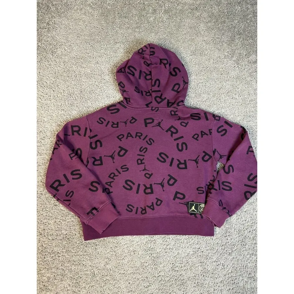 Paris Saint-Germain Hoodie Boys Size L Purple PSG Soccer Nike Jordan Sweatshirt